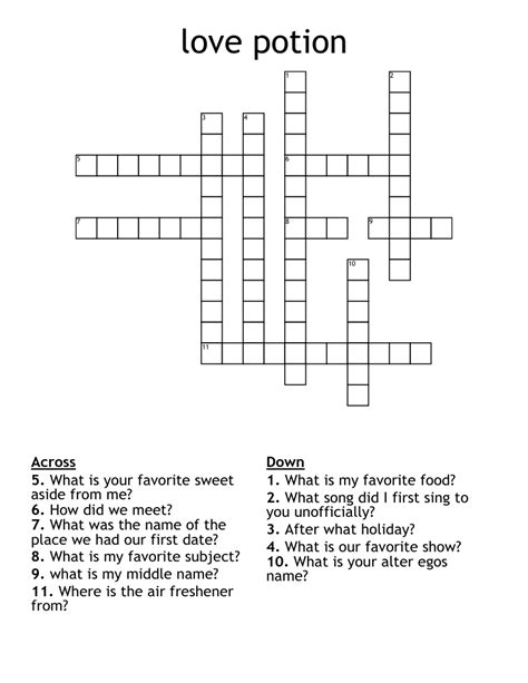 love potion crossword